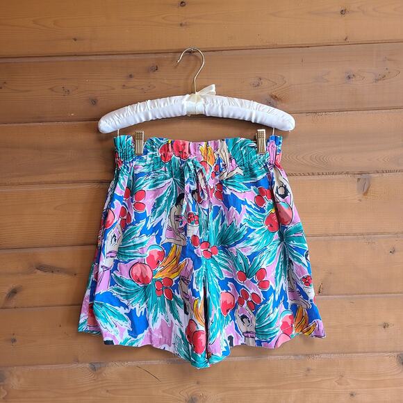 Vintage Fruit Pinup Shorts Tropical High Waist Hawaiian Summer Short S/M Retro - Picture 1 of 5